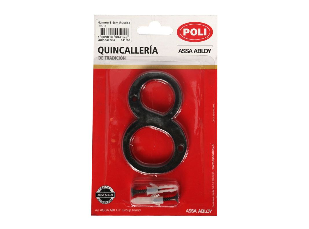 Número 6 8,5 cm Rústico negro Poli-0