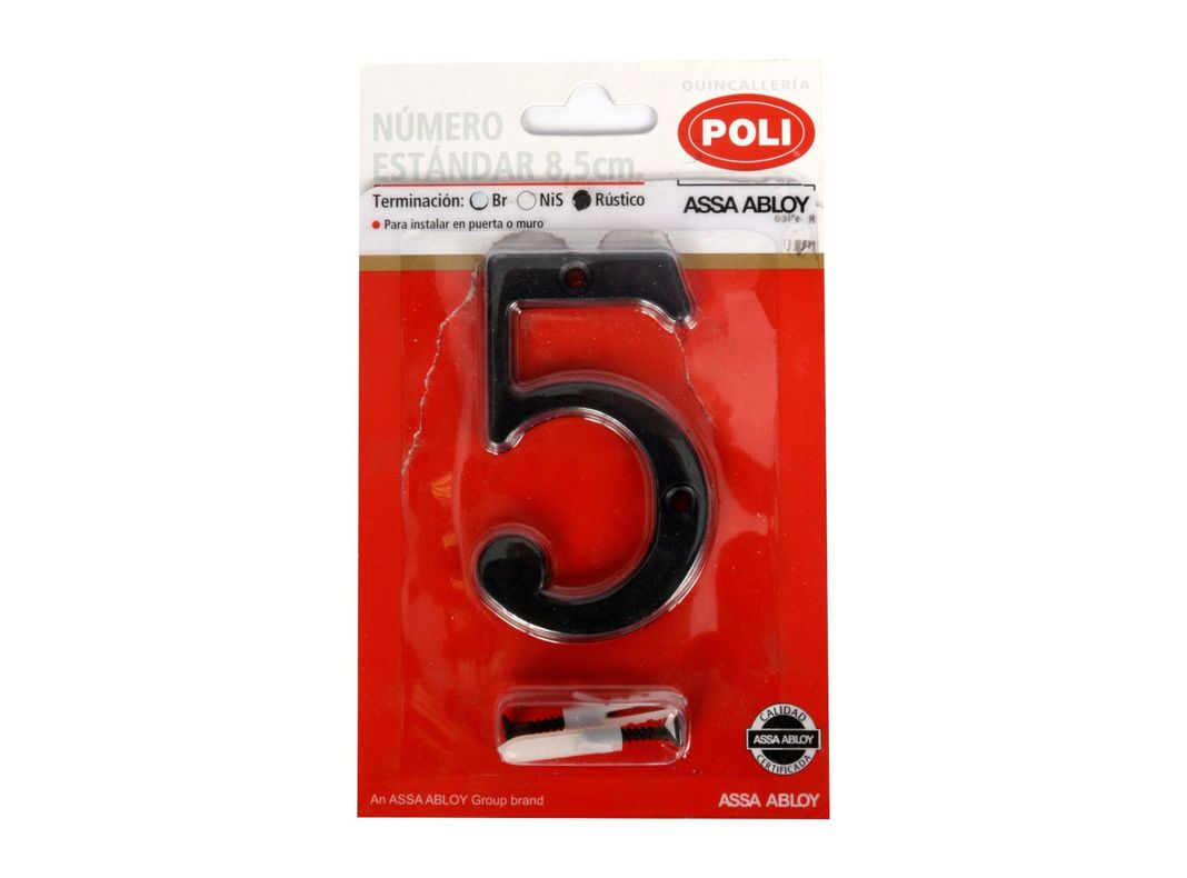 Número 5 8,5 cm Rústico negro Poli-0