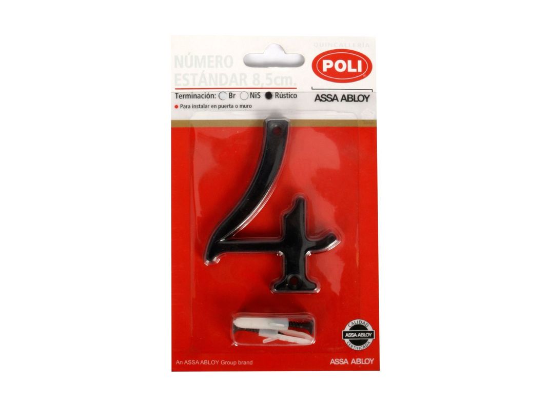 Número 4 8,5 cm Rústico negro Poli-0