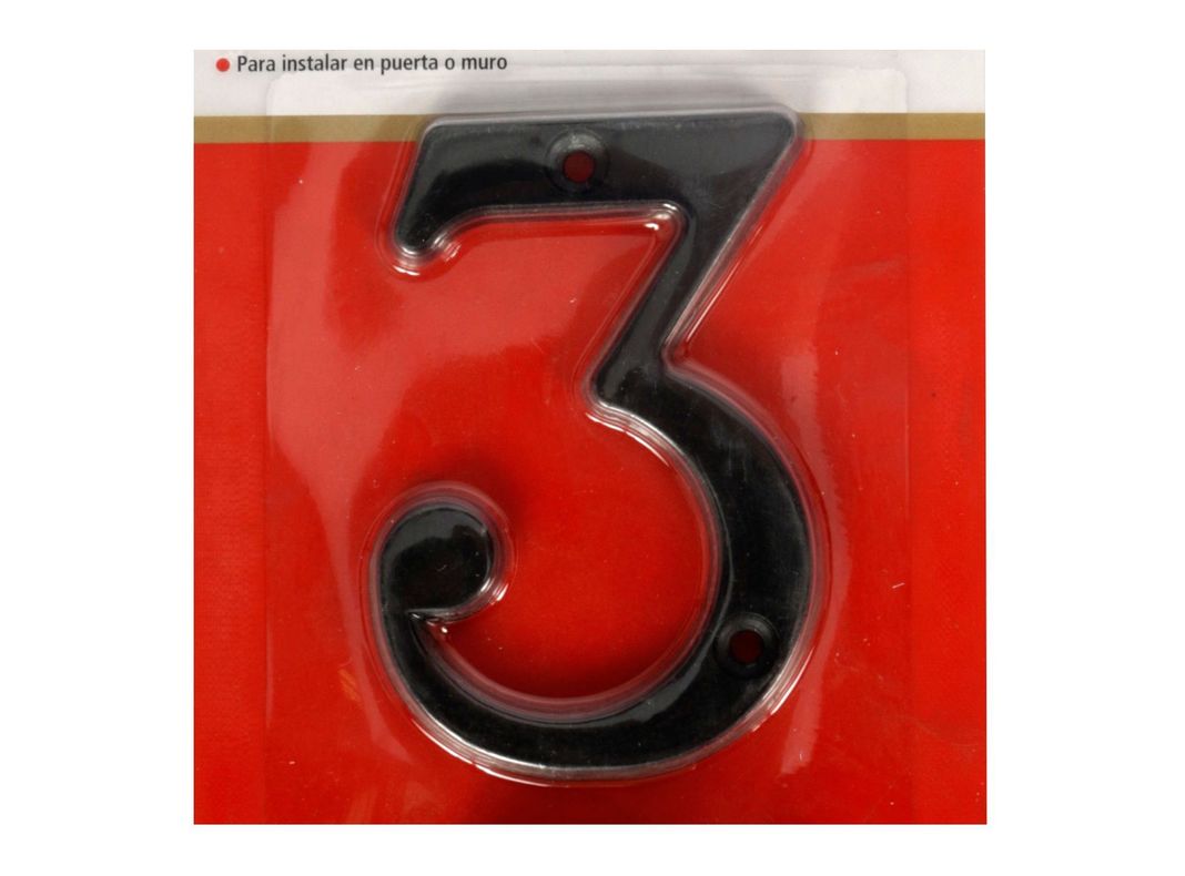 Número 3 8,5 cm Rústico negro Poli-1