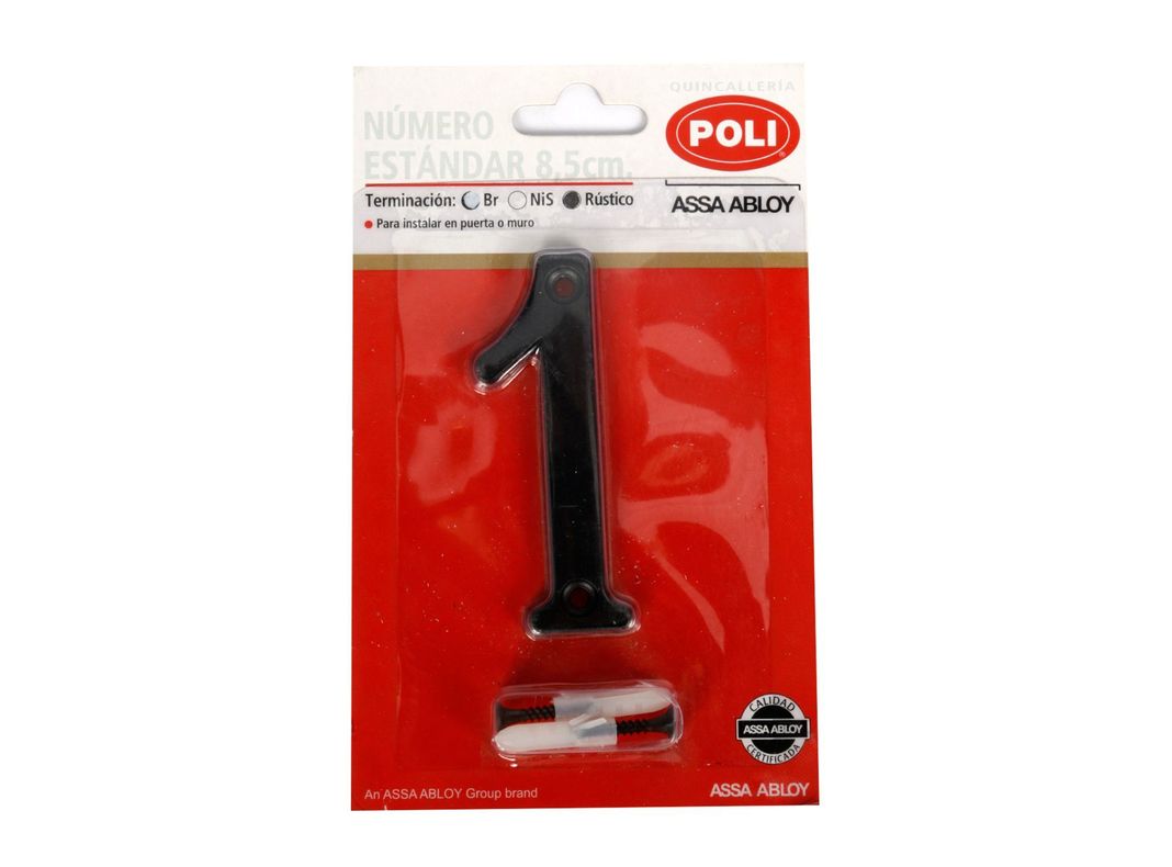 Número 1 8,5 cm Rústico negro Poli-0