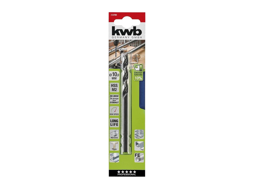 Broca 10 mm HSS akku top acero inoxidable KWB