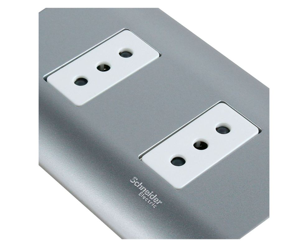 Placa armada tomacorriente doble 10A 2P+T Génesis lien Schneider-3