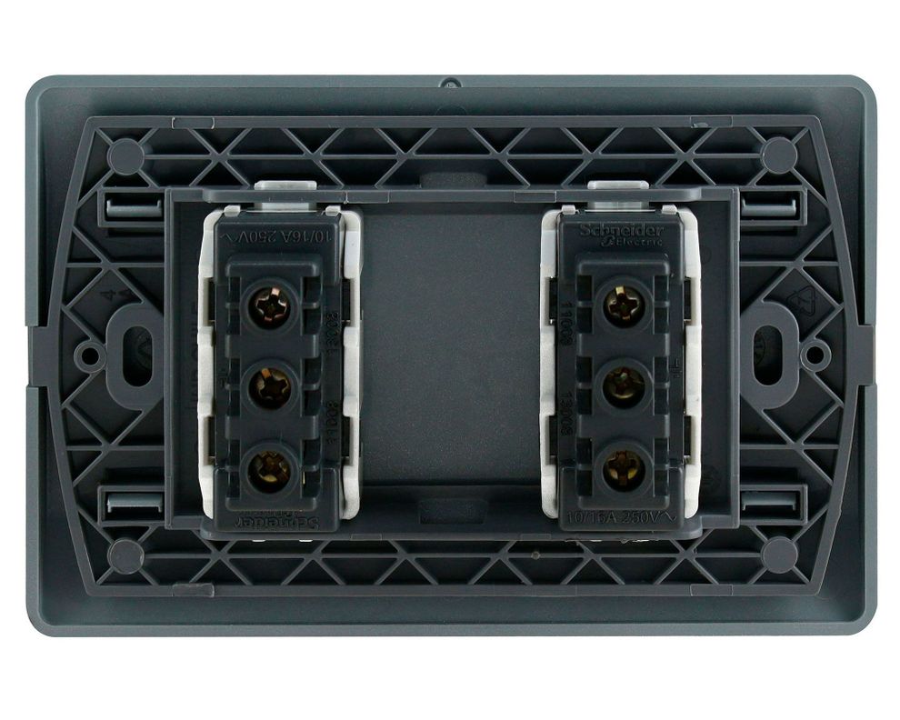 Placa armada tomacorriente doble 10A 2P+T Génesis lien Schneider-2