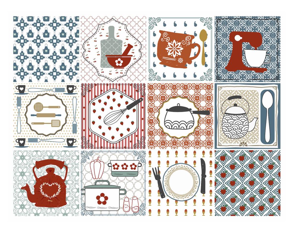 Vinilo adhesivo 15x15 cm Kitchen 12 unidades-0