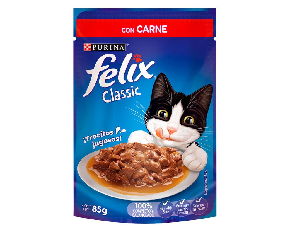 Alimento húmedo gato 85 gr Sensaciones de carne en salsa Felix-1