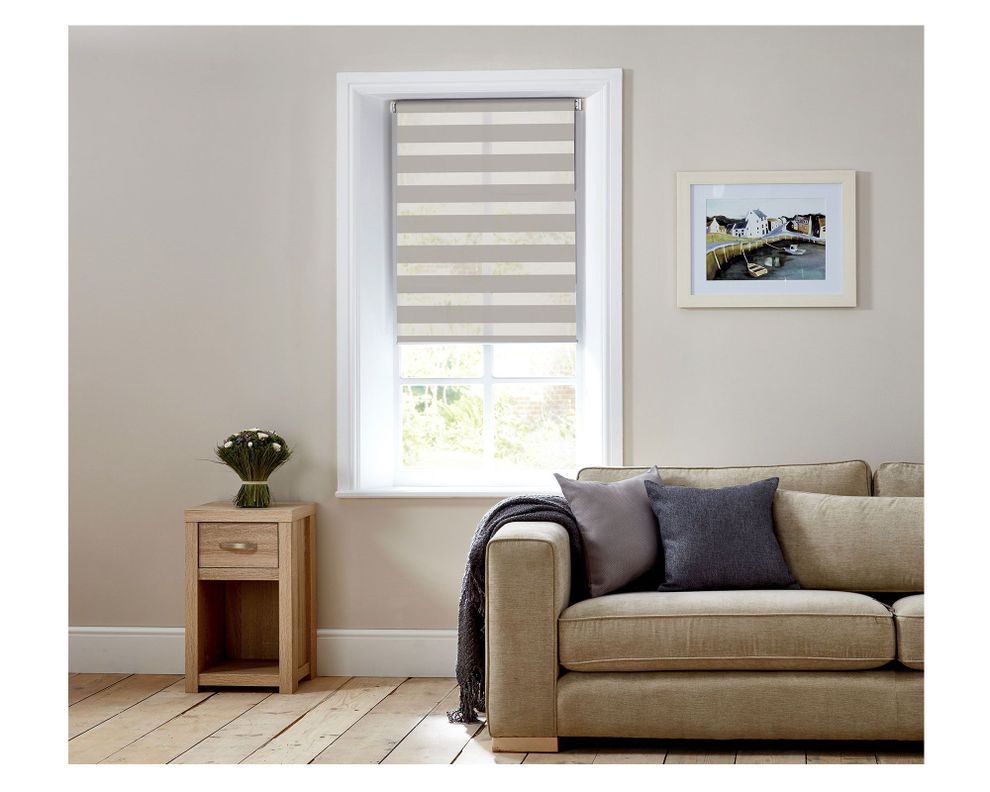 Cortina roller blackout zebra 150x165 cm gris