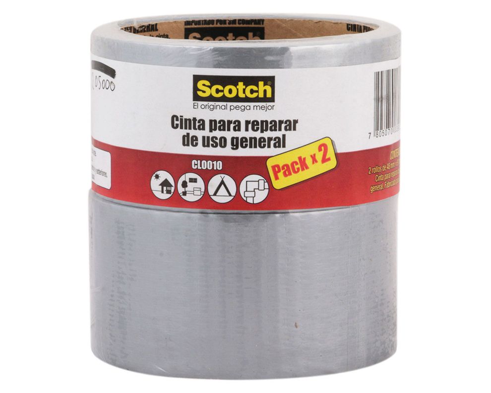 Cinta de tela duct tape Para Reparar 48 mm x 9.1 m gris 2 unidades-8