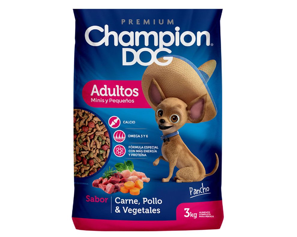 Alimento perro 3 kg raza pequeña carne, pollo y vegetales Champion Dog-1