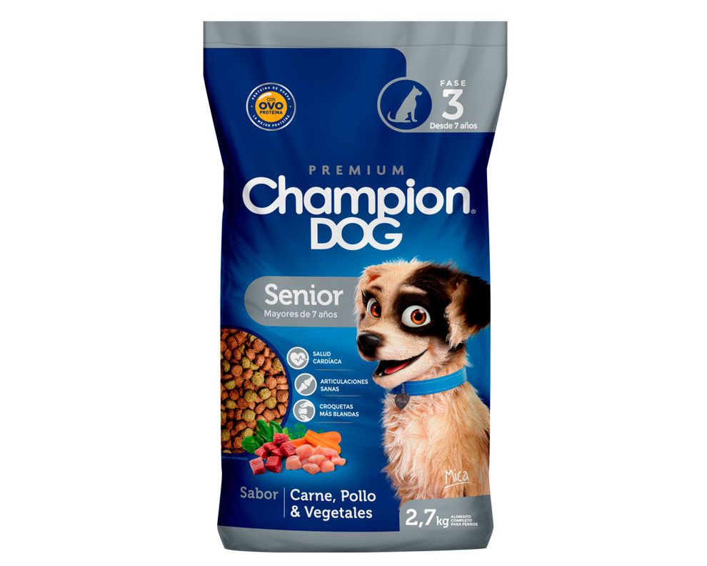 Alimento perro senior 2,7 kg carne, pollo y vegetales Champion Dog-0