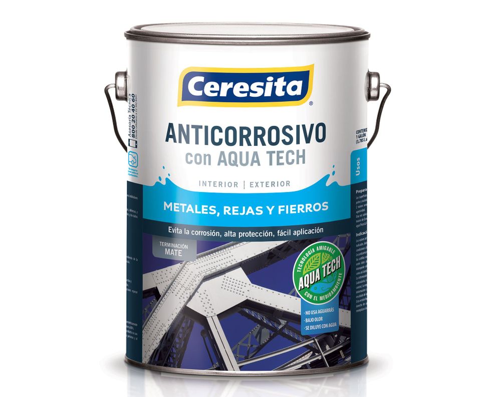 Anticorrosivo 1 galón Aqua Tech gris mate Ceresita-0
