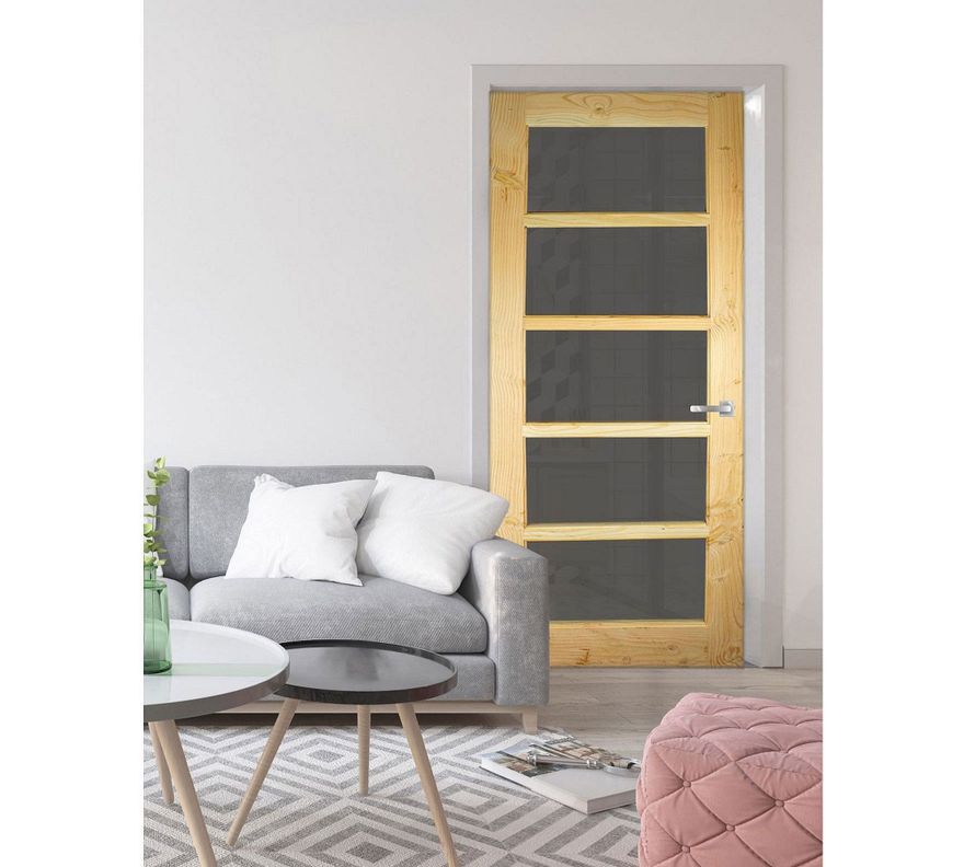 Puerta Pino Oregón Mirador Vidrio 80x200 cm AFN-0