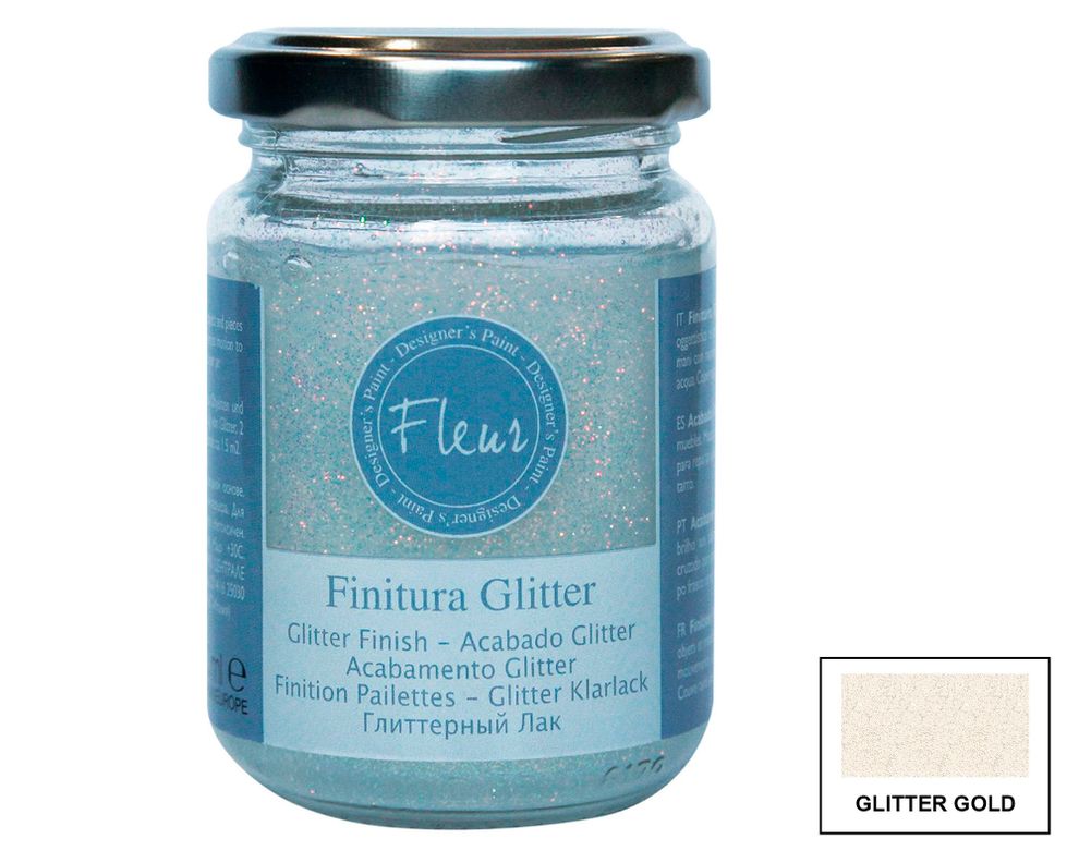Barniz 130 ml Gold glitter dorado brillante Fleur-2