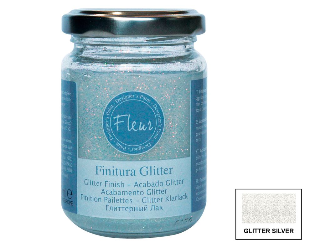 Barniz 130 ml Silver glam plateado brillante Fleur-2