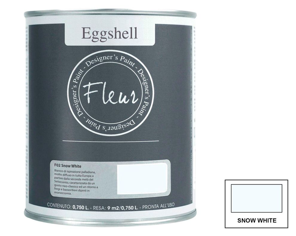 Pintura 750 ml Eggshell snow white semi satín Fleur-2