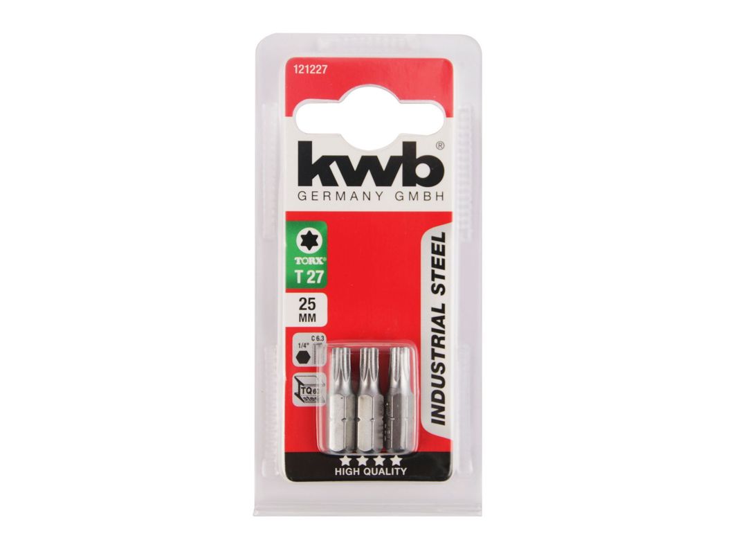 Punta torx T27 1/4'' 25 mm 3 unidades KWB-0