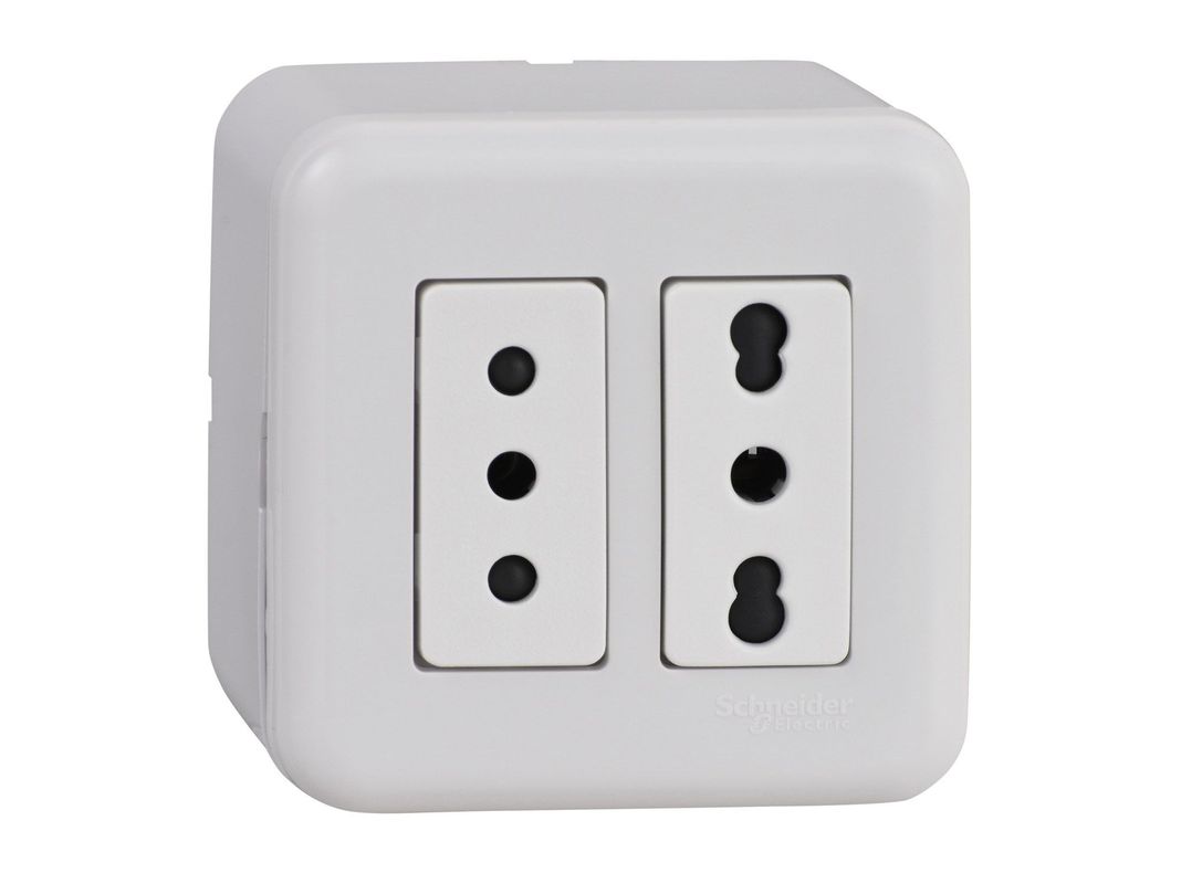 Casquete tomacorriente doble 10/16A Génesis blanco Schneider-0
