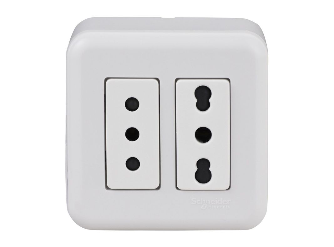 Casquete tomacorriente doble 10/16A Génesis blanco Schneider-1