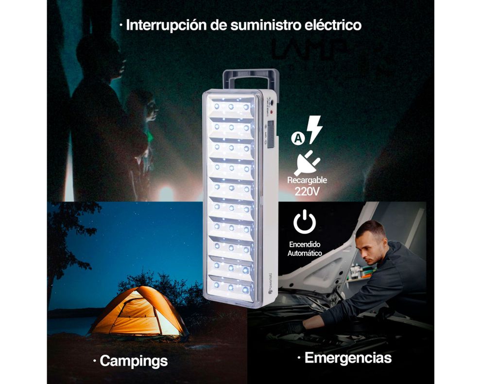 Lámpara de emergencia 30 LED 8 horas Powerlab-2