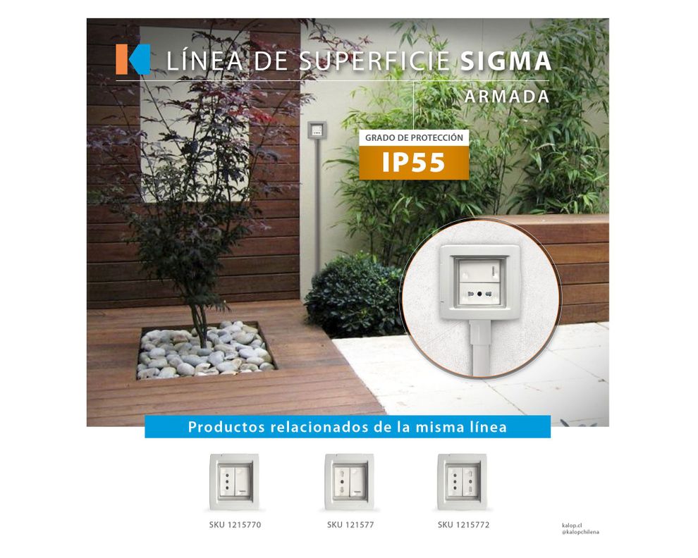 Caja sigma interruptor 9/12 + enchufe 16A Kalop-3