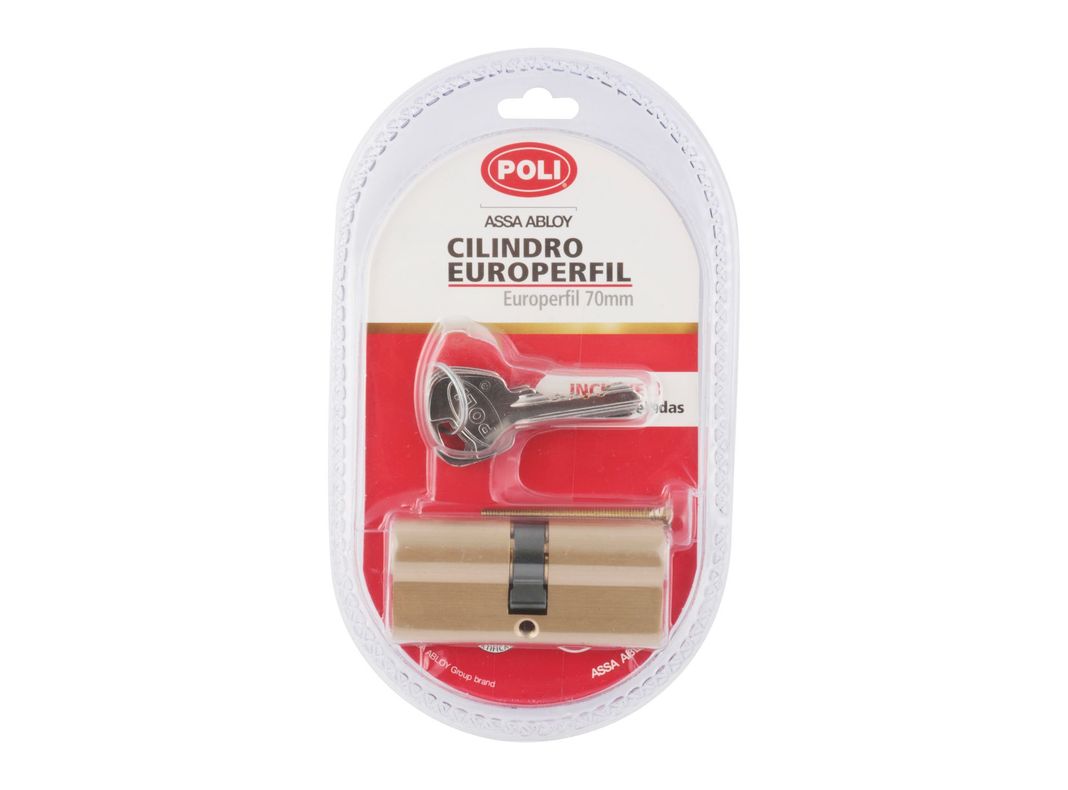 Cilindro europerfil 70 mm 5 pin 3 llaves bronce satinado Poli