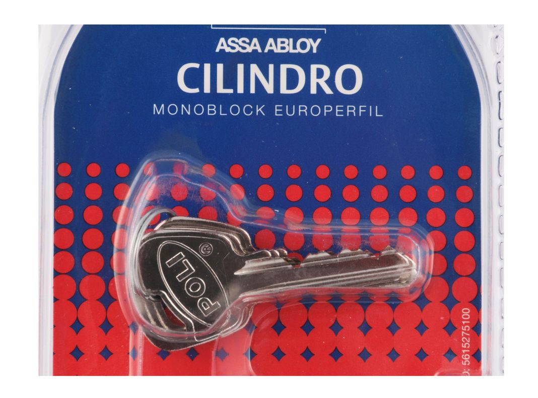 Cilindro europerfil 70 mm 5 pin 3 llaves níquel satinado Poli-2