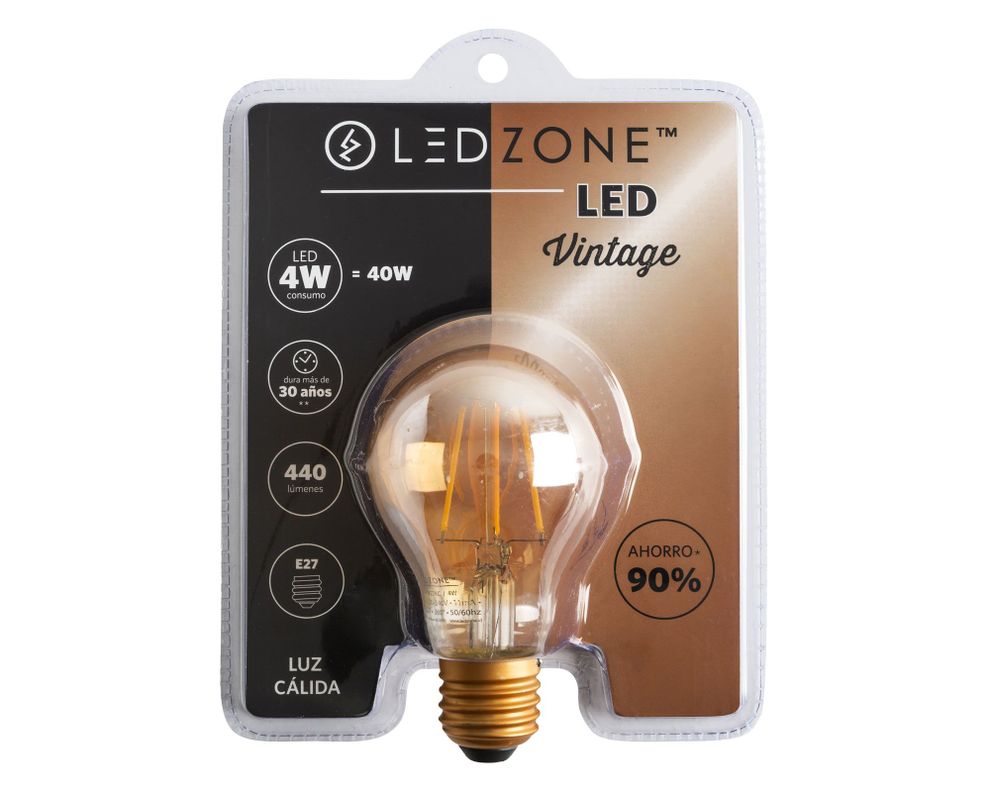 Ampolleta filamento LED 40W E27 luz cálida Ledzone-2