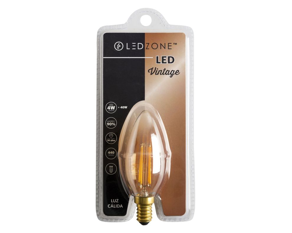 Ampolleta filamento LED 40W E14 luz cálida Ledzone-2