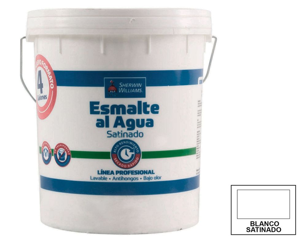 Esmalte al agua 1 tineta Profesional blanco satín Sherwin Williams-2