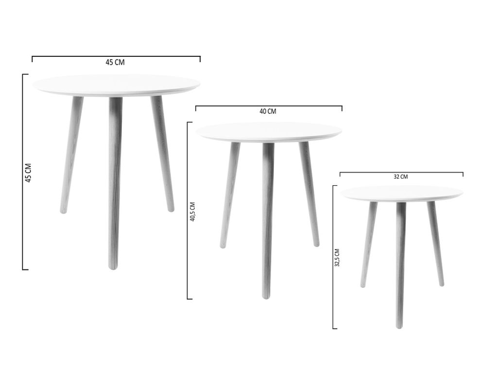 Mesa lateral Grape blanco 3 piezas M+Design-4