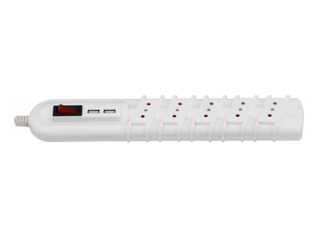 Alargador 5 posiciones 3 m 2 USB blanco Rittig-0