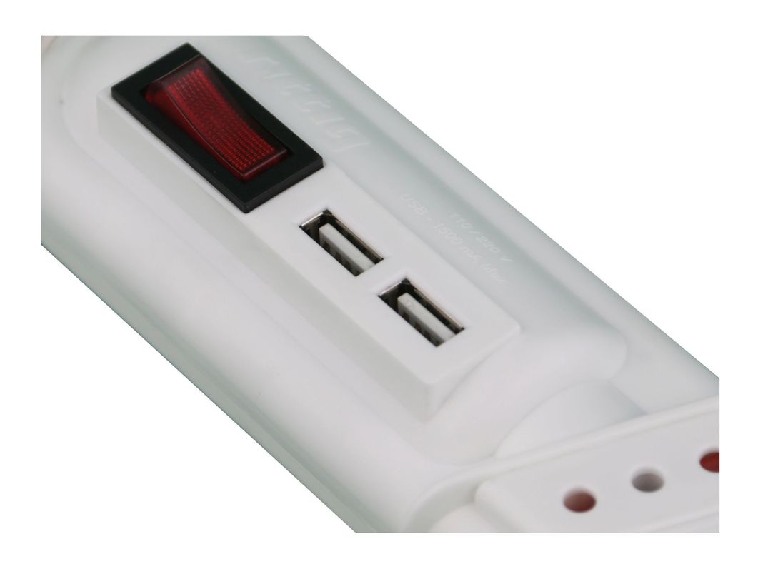 Alargador 5 posiciones 3 m 2 USB blanco Rittig-2