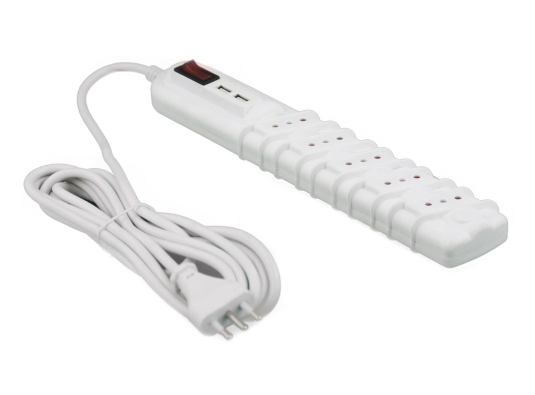 Alargador 5 posiciones 3 m 2 USB blanco Rittig-1
