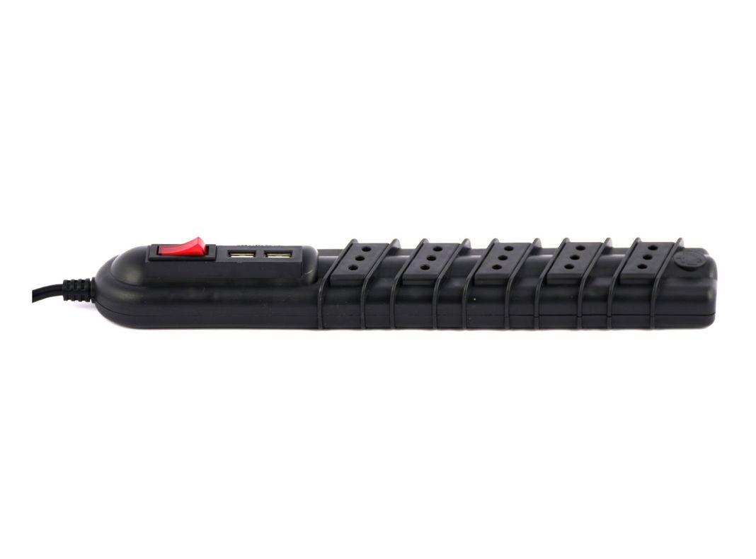 Alargador 5 posiciones 3 m 2 USB negro Rittig-1