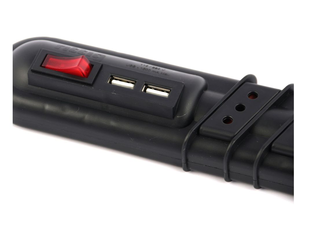 Alargador 5 posiciones 3 m 2 USB negro Rittig-2