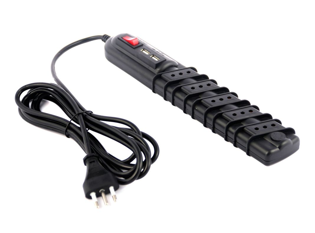 Alargador 5 posiciones 3 m 2 USB negro Rittig-0