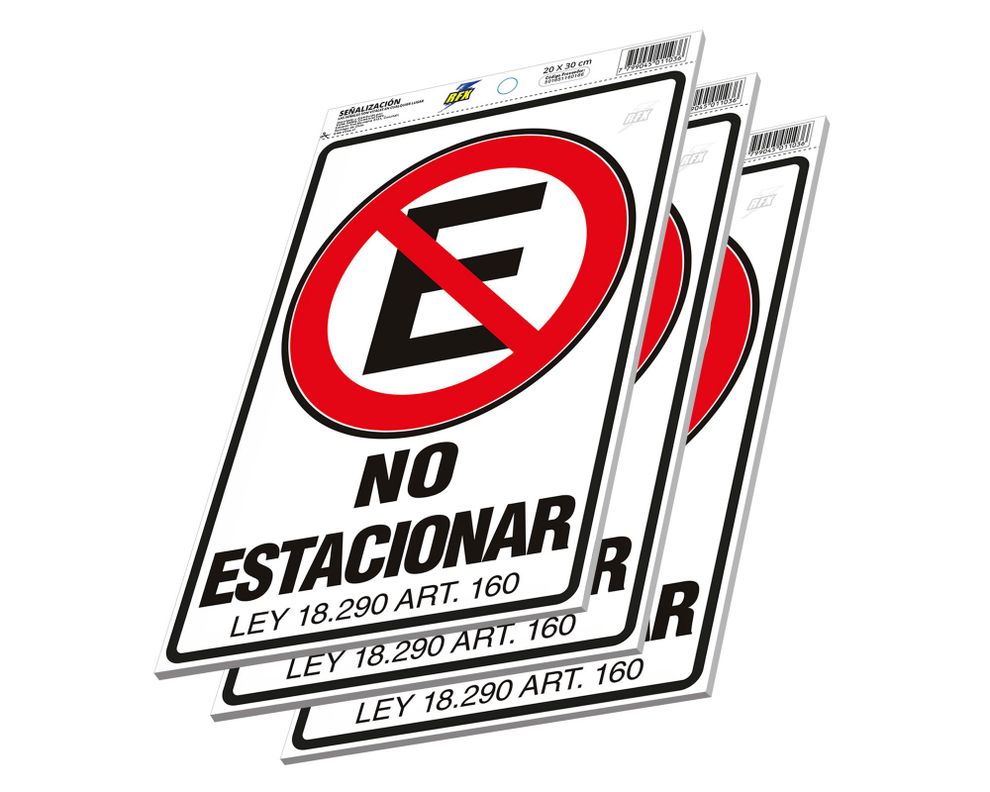 Señalética 30x20 cm no estacionar RFX-1