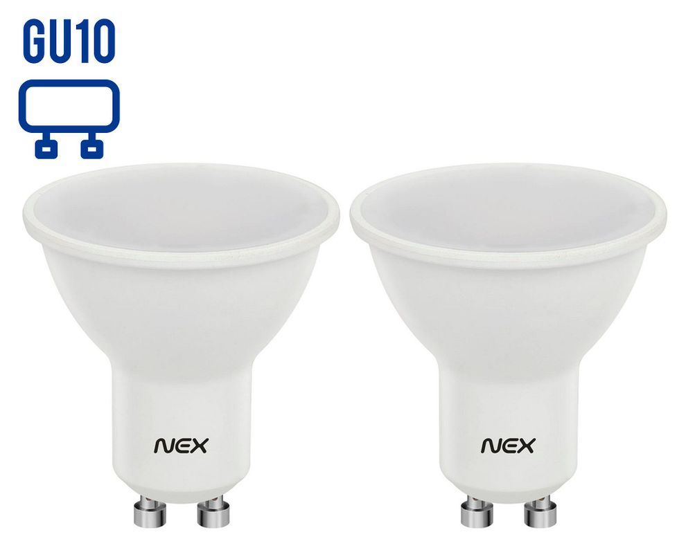 Ampolleta LED 7W GU10 luz cálida 2 unidades Nex-0