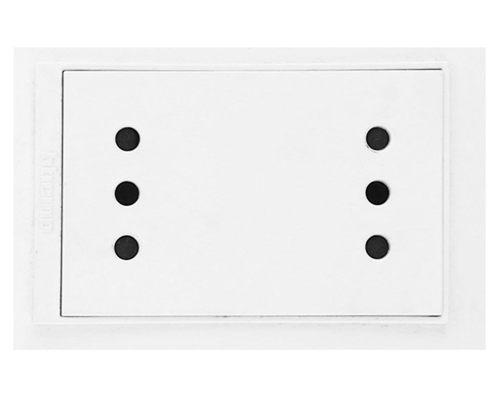 Placa armada tomacorriente 10A 2P+T blanco Bticino-1