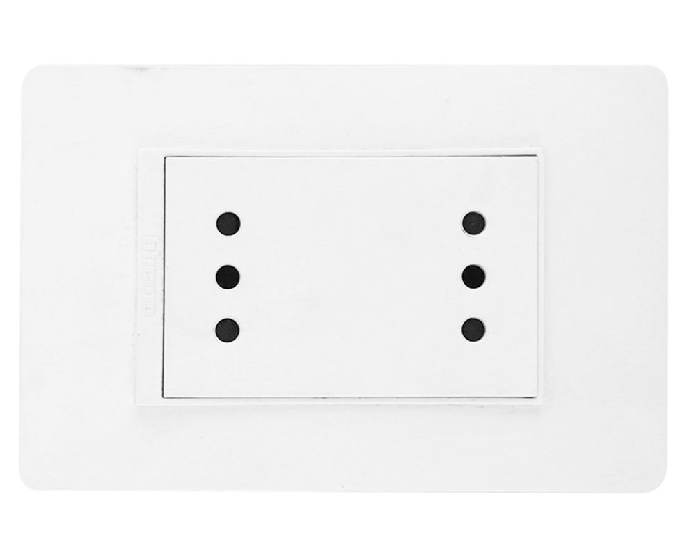 Placa armada tomacorriente 10A 2P+T blanco Bticino-0