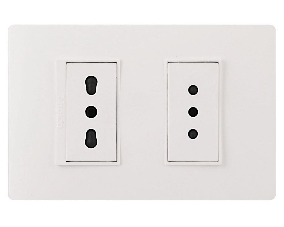 Enchufe armado 10/16A 2P+T/2P+T bipaso blanco Bticino-0