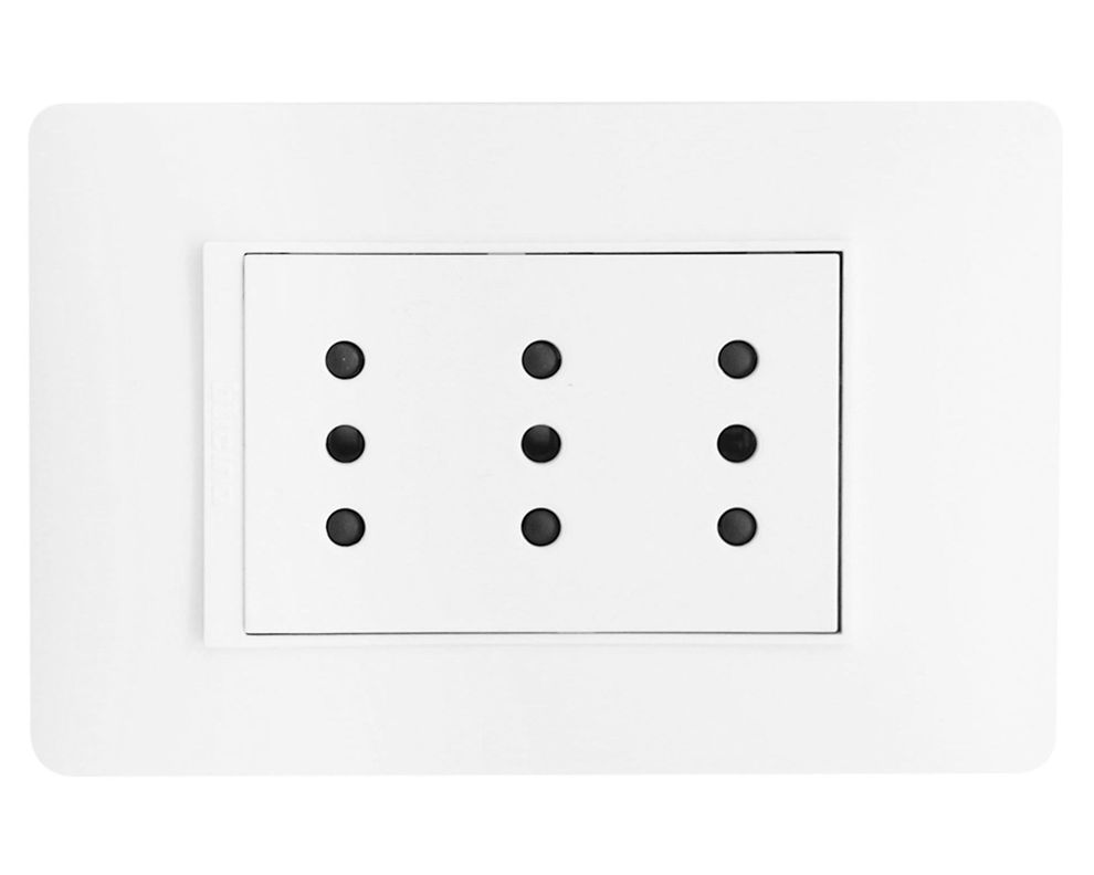 Placa armada tomacorriente triple 10A 2P+T Luzica blanco Bticino-0