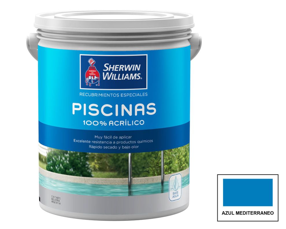 Pintura para piscina 1 galón base agua azul mediterraneo mate Sherwin-Williams-0