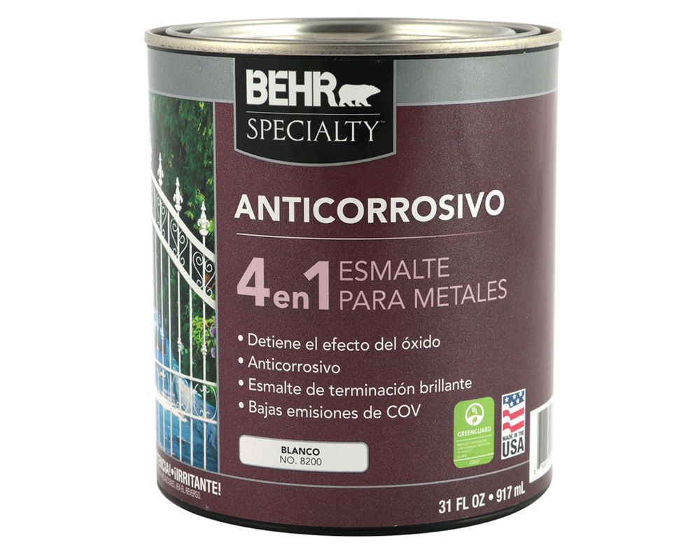 Anticorrosivo 1/4 galón 4 en 1 blanco brillante Behr-0