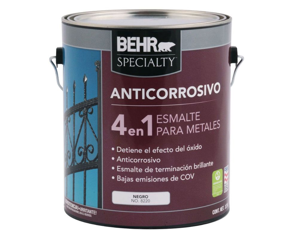 Anticorrosivo 1 galón 4 en 1 negro brillante Behr-0