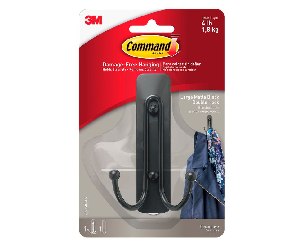 Gancho doble Grande negro opaco Command-5