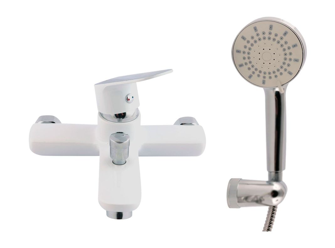 Combinación tina ducha Praga cromo blanco Vessanti-0