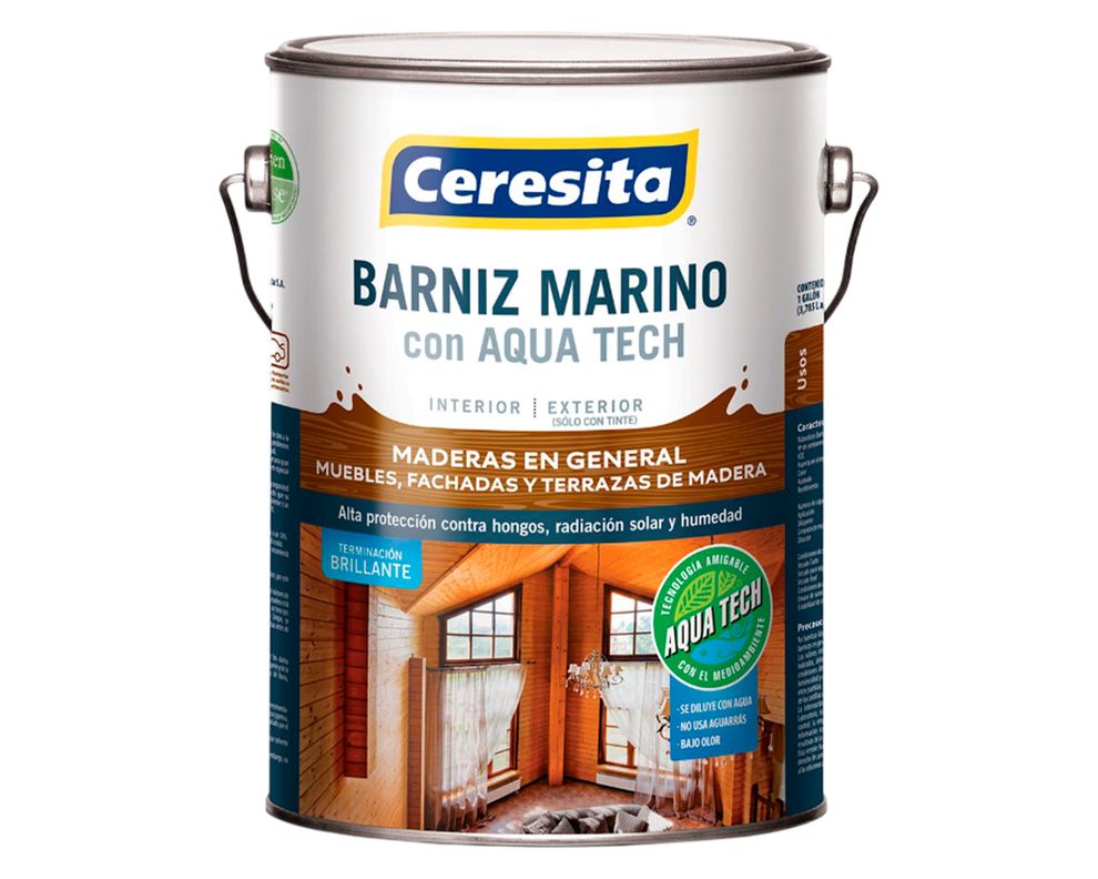 Barniz marino 1 galón Aqua Tech natural brillante Ceresita-0
