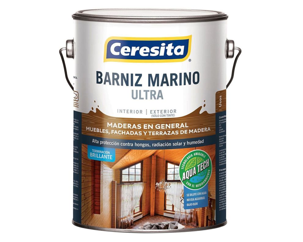 Barniz marino 1 galon Aqua Tech caoba brillante Ceresita