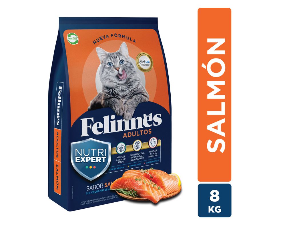 Alimento gato 8 kg salmón Premium Felinnes-0